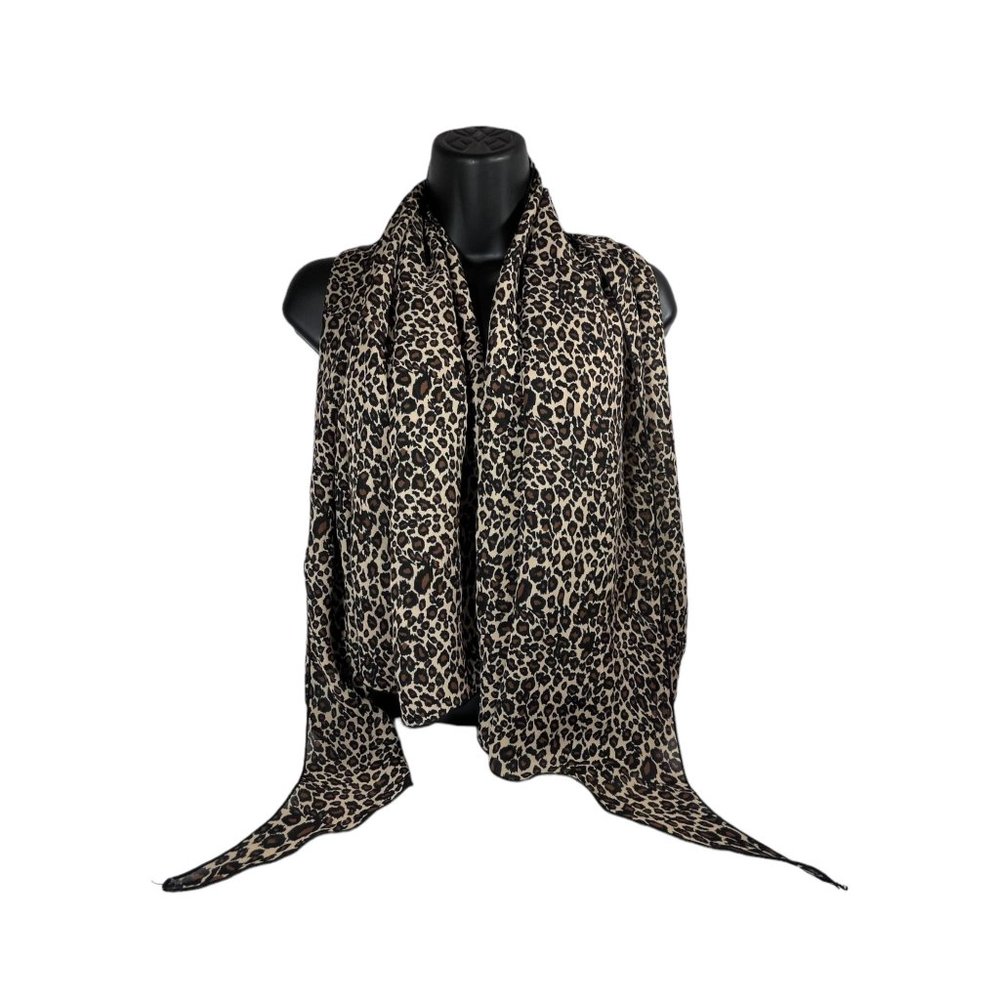 AJ Tropics Shawl Cheetah Print Sheer Scarf Lightweight Multi Use Swim Cover Up